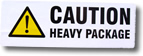 Caution Heavy Package Sticker - Click Image to Close